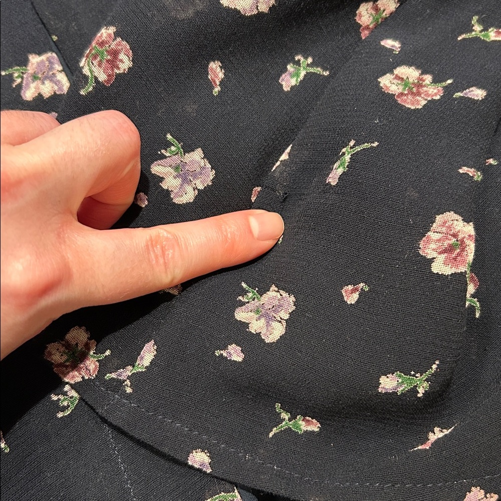 Laura Ashley Floral Maxi Dress Black 8 Vintage Long Sleeve Wool Blend UK Made - Picture 9 of 9